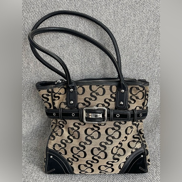 Sophia Caperelli Signature Black and Tan Tote Bag - Picture 1 of 16